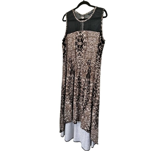 Ashley Stewart Leopard Print High-Low Sleeveless Dress With Sheer Yoke Size 26 - Picture 5 of 9